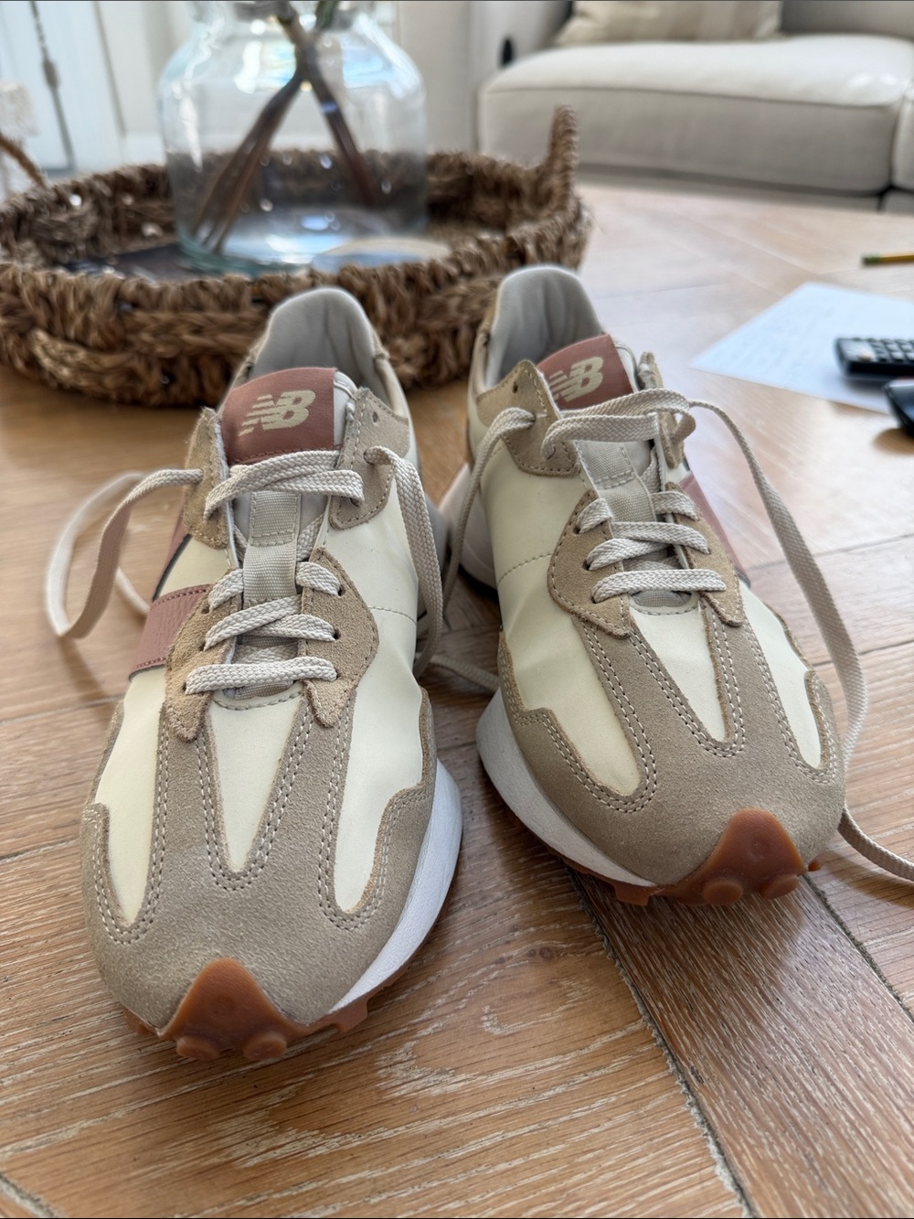 New Balance women’s Cream and Beige Retro Runner Sneakers